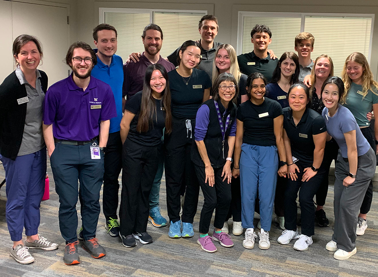 Patti Matsuda with a group of her students.